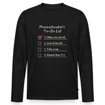 To-Do-Liste des Zauderers - Dunkler Hintergrund - Männer Premium Bio Langarmshirt - Schwarz - Vorne - Nico (187cm)
