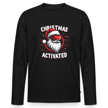Christmas Mode - Weihnachtsmann mit Skibrille - Männer Premium Bio Langarmshirt - Schwarz - Vorne - Nico (187cm)
