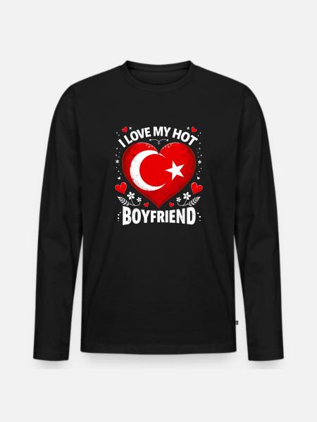 Hot Turkish Boyfriend - Love - Men's Premium Organic Long Sleeve Shirt - black