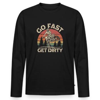 Ride Fast, Get Dirty - Motocross Saying - Men's Premium Organic Long Sleeve Shirt - black - Front - Nico (187cm)