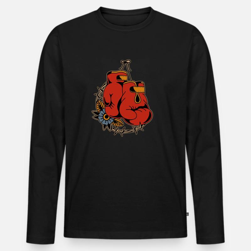 Boxhandschuhe - Männer Premium Bio Langarmshirt - Schwarz