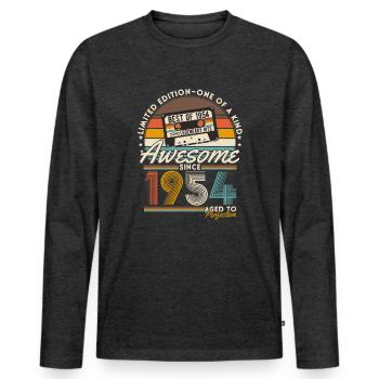 1954 Vintage Vintage anniversaire rétro - T-shirt manches longues Premium bio Homme - anthracite chiné - Devant - Nico (187cm)