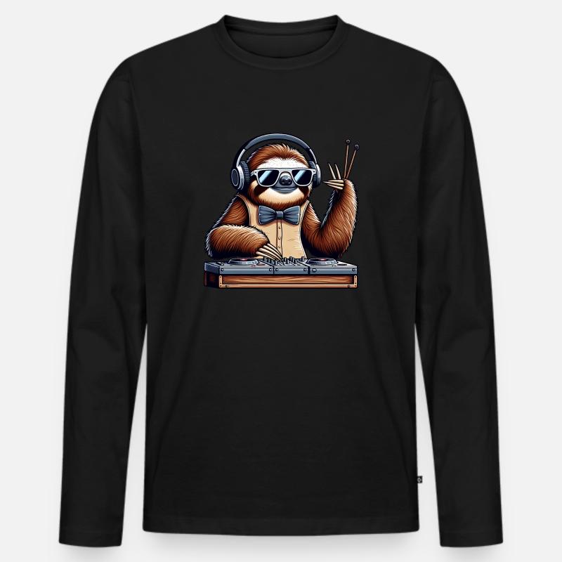 DJ Lustige Tiere - Männer Premium Bio Langarmshirt - Schwarz