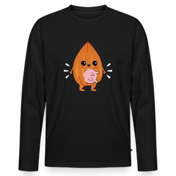 Pis de lait d'amande - Lait végétarien végétalien - T-shirt manches longues Premium bio Homme - noir - Devant - Nico (187cm)