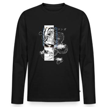 Otaku Japan E-Girl Outfit Streetwear Dragon Anime - Männer Premium Bio Langarmshirt - Schwarz - Vorne - Nico (187cm)