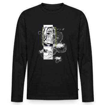 Otaku Japan E-Girl Streetwear Dragon Anime Kunst - Männer Premium Bio Langarmshirt - Schwarz - Vorne - Nico (187cm)