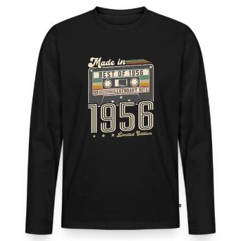 Jahrgang 1956 Vintage Geburtstag Best of 1956 - Männer Premium Bio Langarmshirt - Schwarz - Vorne - Nico (187cm)