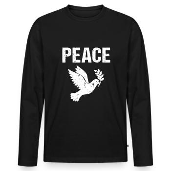Peace Friedenstaube - Männer Premium Bio Langarmshirt - Schwarz - Vorne - Nico (187cm)
