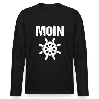 Moin Gruß Norddeutschland - Männer Premium Bio Langarmshirt - Schwarz - Vorne - Nico (187cm)