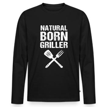 Natural Born Griller Grill - T-shirt manches longues Premium bio Homme - noir - Devant - Nico (187cm)