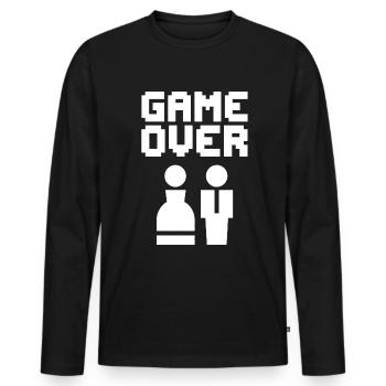 Game Over Bachelor Party Gamer Humor - Men's Premium Organic Long Sleeve Shirt - black - Front - Nico (187cm)