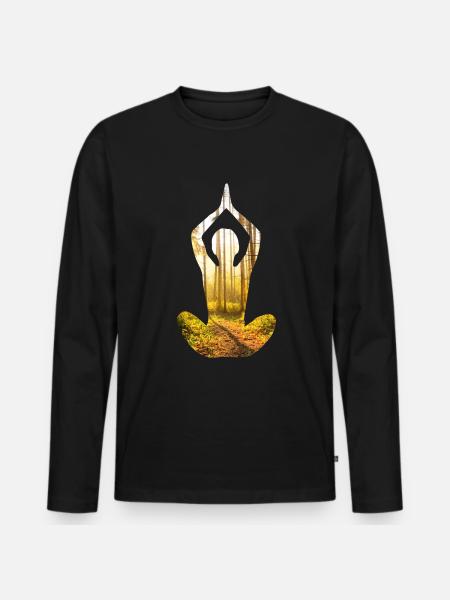 Forêt de Yoga - T-shirt manches longues Premium bio Homme - noir