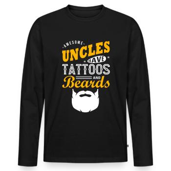 Awesome UNCLES have tattoos and beards cadeau noel - T-shirt manches longues Premium bio Homme - noir - Devant - Nico (187cm)