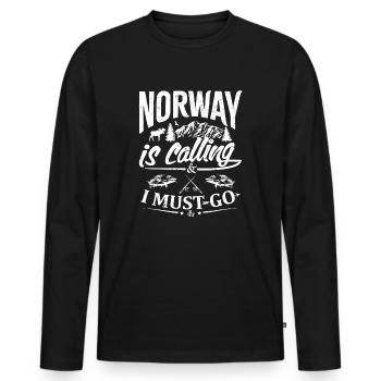 La Norvège appelle, je dois aller à la pêche - T-shirt manches longues Premium bio Homme - noir - Devant - Nico (187cm)