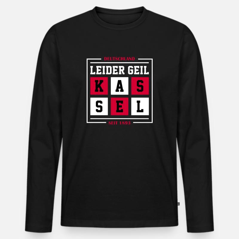 Kassel - Männer Premium Bio Langarmshirt - Schwarz