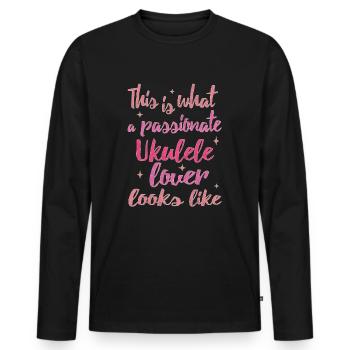This is what a passionate Ukulele lover looks like - Männer Premium Bio Langarmshirt - Schwarz - Vorne - Nico (187cm)