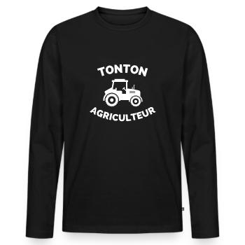 t shirt tonton agriculteur cadeau noel agriculture - T-shirt manches longues Premium bio Homme - noir - Devant - Nico (187cm)