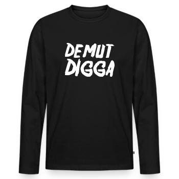 Demut Digga - Männer Premium Bio Langarmshirt - Schwarz - Vorne - Nico (187cm)