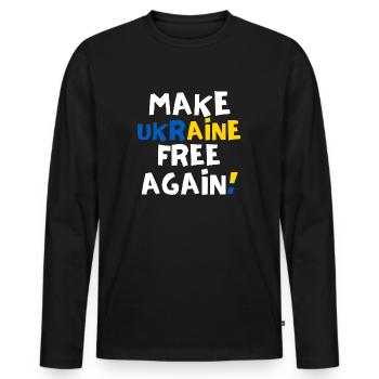 Free Ukraine - Men's Premium Organic Long Sleeve Shirt - black - Front - Nico (187cm)