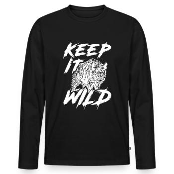 2reborn keep it chasseur de sanglier, cerf jaege - T-shirt manches longues Premium bio Homme - noir - Devant - Nico (187cm)