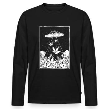 Alien DMT collects Weed - Men's Premium Organic Long Sleeve Shirt - black - Front - Nico (187cm)