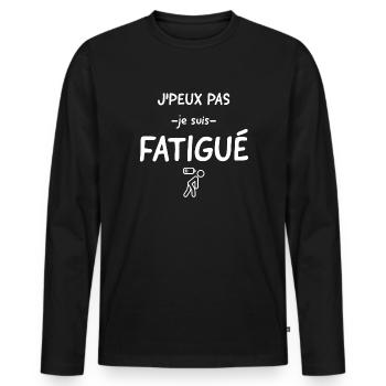 J'peux pas je suis fatigué. Humour flemme. - T-shirt manches longues Premium bio Homme - noir - Devant - Nico (187cm)
