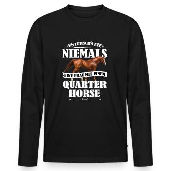 Quarter Horse Pferde Shirt-UNF - Männer Premium Bio Langarmshirt - Schwarz - Vorne - Nico (187cm)