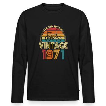 Vintage 1971 Birthday Bonanza Bike Gift - Men's Premium Organic Long Sleeve Shirt - black - Front - Nico (187cm)