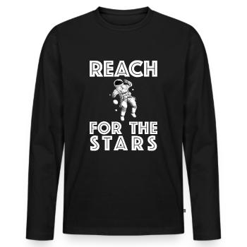 Atteindre les étoiles | Astronaute - T-shirt manches longues Premium bio Homme - noir - Devant - Nico (187cm)