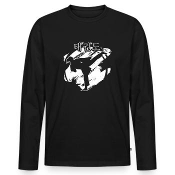 taekwondo-fille tous les combats taekwondo-temps - T-shirt manches longues Premium bio Homme - noir - Devant - Nico (187cm)
