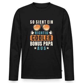 Bonus Papa Cooler Bonus Papa Stiefvater Vatertag - Männer Premium Bio Langarmshirt - Schwarz - Vorne - Nico (187cm)