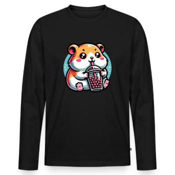 Bubble Tea Hamster Boba Tea Kawaii Geschenk - Männer Premium Bio Langarmshirt - Schwarz - Vorne - Nico (187cm)