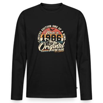 1986 Vintage Vintage Rétro Cadeau d’anniversaire - T-shirt manches longues Premium bio Homme - noir - Devant - Nico (187cm)