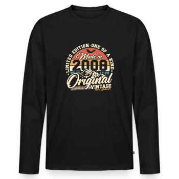 2008 Vintage Vintage Rétro Cadeau d’anniversaire - T-shirt manches longues Premium bio Homme - noir - Devant - Nico (187cm)