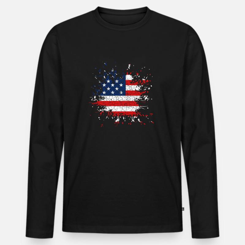America USA - Männer Premium Bio Langarmshirt - Schwarz