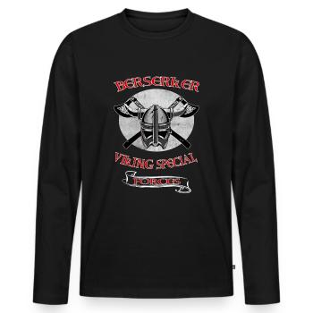 Viking Skull Skull Axe Valhalla - T-shirt manches longues Premium bio Homme - noir - Devant - Nico (187cm)