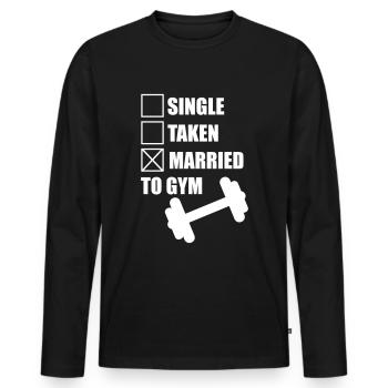 Married to gym : funny Gym Body building Fitness - Men's Premium Organic Long Sleeve Shirt - black - Front - Nico (187cm)