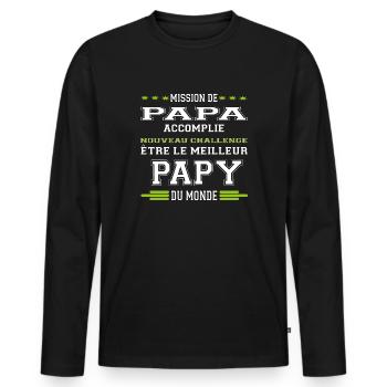 Futur papy - T-shirt manches longues Premium bio Homme - noir - Devant - Nico (187cm)