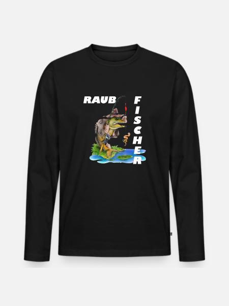 Raubfischer - Männer Premium Bio Langarmshirt - Schwarz