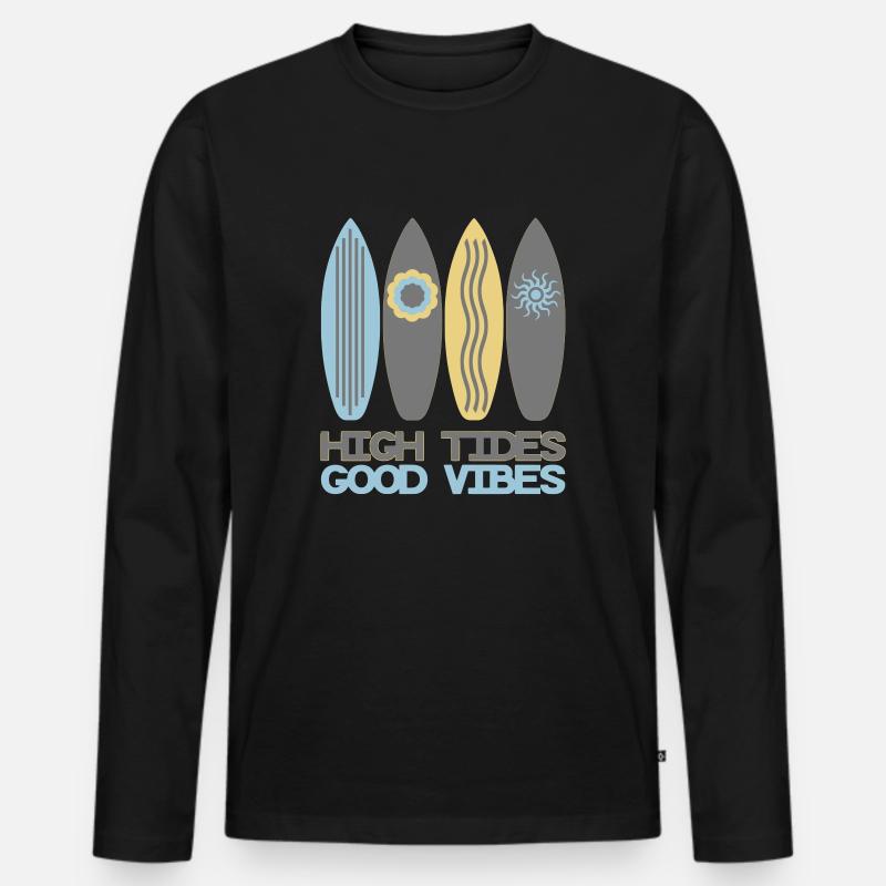 HighTidesGoodVibes - Männer Premium Bio Langarmshirt - Schwarz
