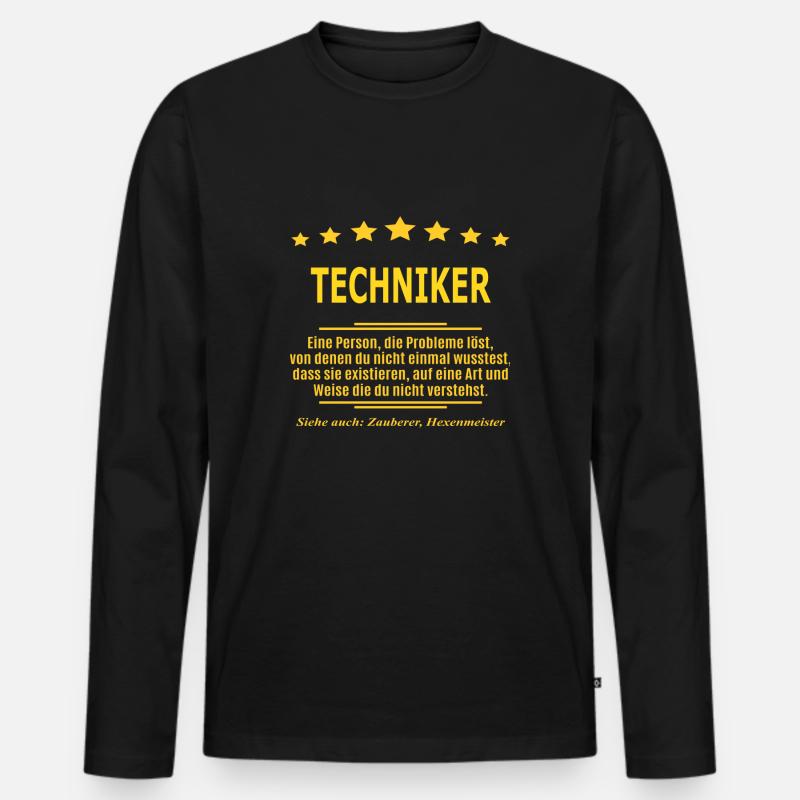 TECHNIKER - Männer Premium Bio Langarmshirt - Schwarz