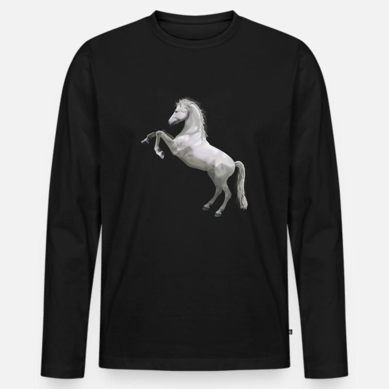 Pferd - Männer Premium Bio Langarmshirt - Schwarz