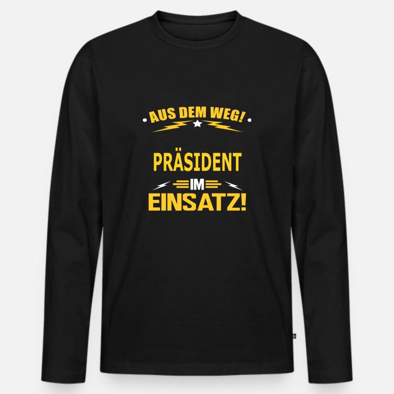 PRÄSIDENT - Männer Premium Bio Langarmshirt - Schwarz
