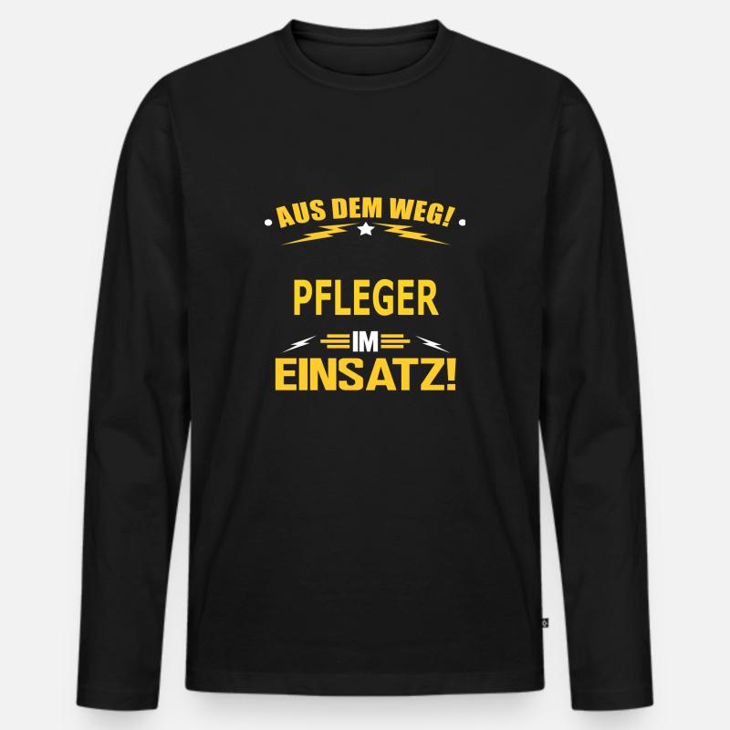 PFLEGER - Männer Premium Bio Langarmshirt - Schwarz