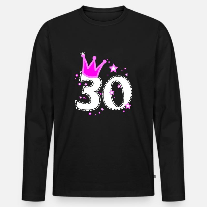 30 30. Geburtstag mit Krone - Männer Premium Bio Langarmshirt - Schwarz