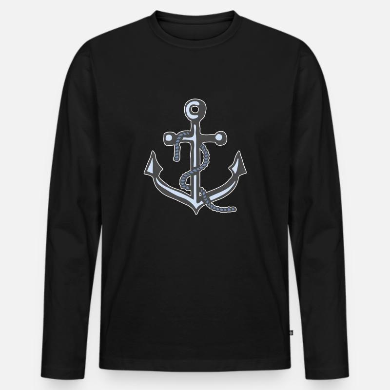 Anker-2 - Männer Premium Bio Langarmshirt - Schwarz