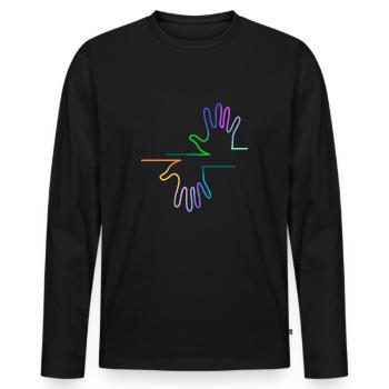 bunte Hände - Männer Premium Bio Langarmshirt - Schwarz - Vorne - Nico (187cm)