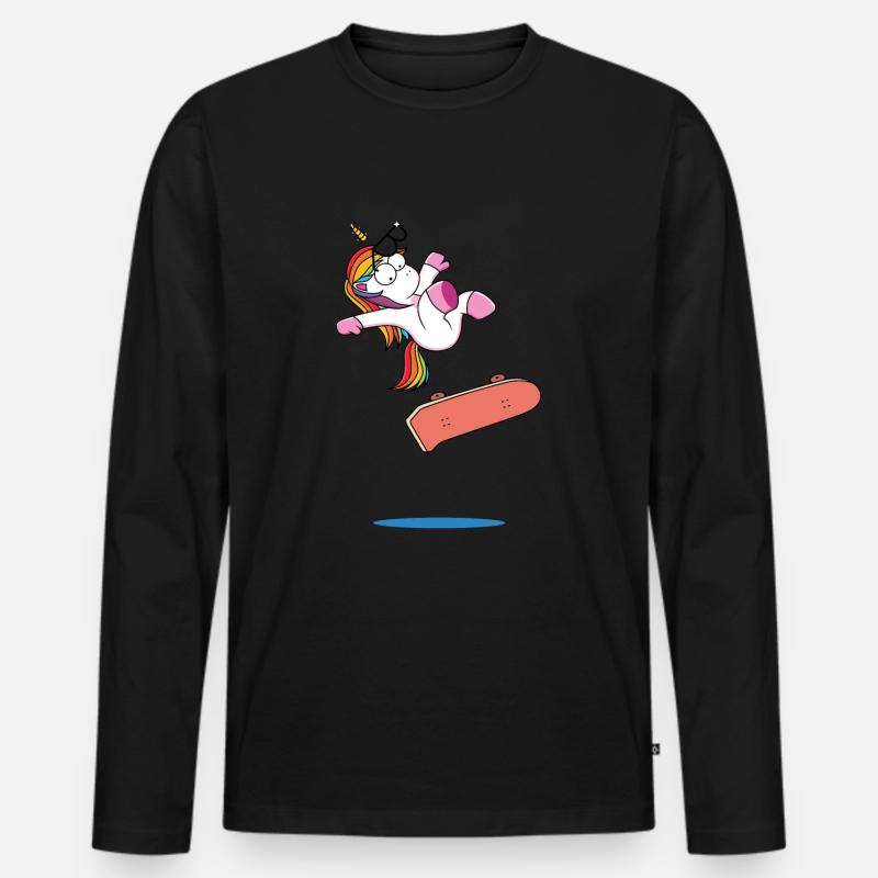 Einhorn Fail - Männer Premium Bio Langarmshirt - Schwarz