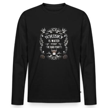 Cooles Whisky Design "Whisky is water" - Männer Premium Bio Langarmshirt - Schwarz - Vorne - Nico (187cm)