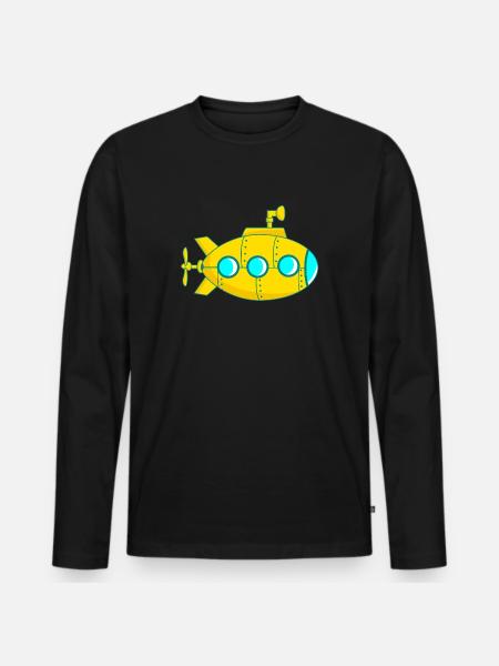 Gelbes U-Boot - Männer Premium Bio Langarmshirt - Schwarz